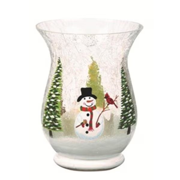 Biedermann & Sons H305SM 5.75 in. dia x 7.875 in. Glass Snowman Scene Hurricane Lamp Shade, Biedermann & Sons, Mfr#: H305SM